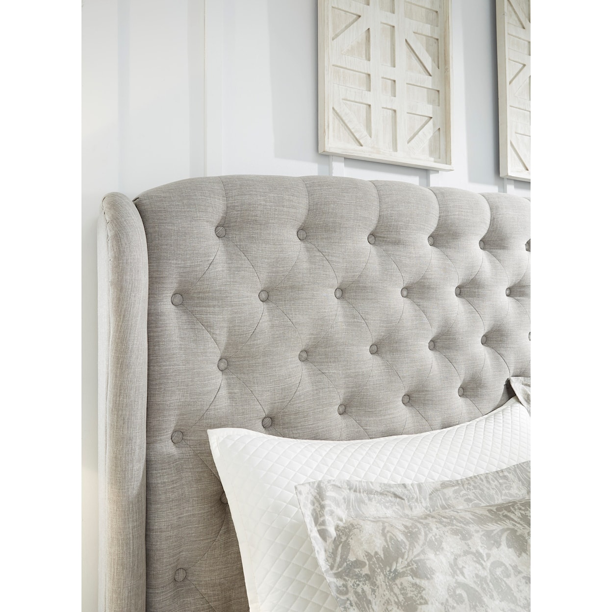 Styleline Abbey Aria Ava Aria Queen Upholstered Bed With Tufted Wing 