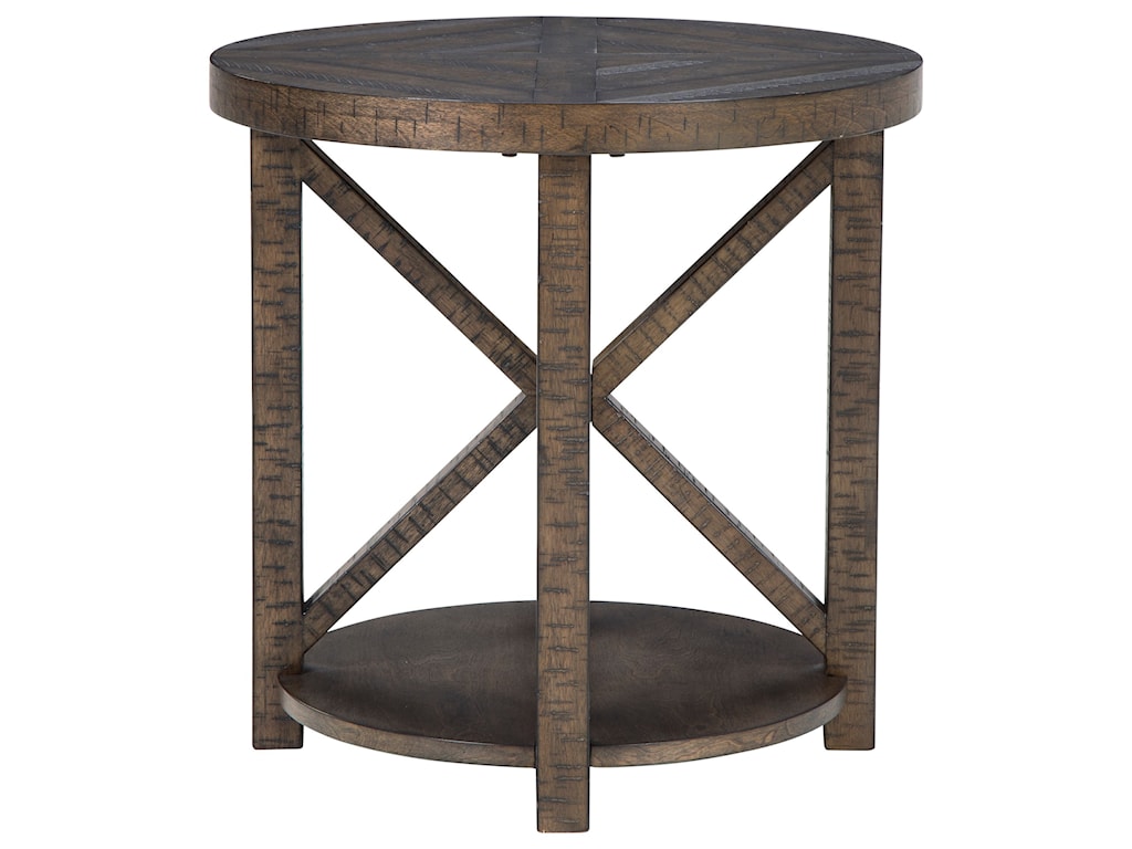 Round End Table With Shelf / Whittier Wood Mckenzie Round End Table ...