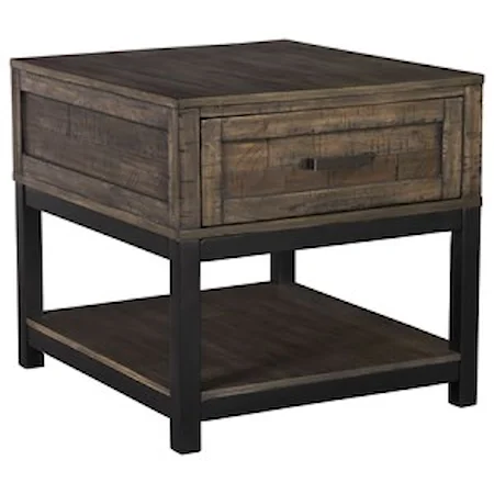 Rustic Rectangular 1-Drawer End Table