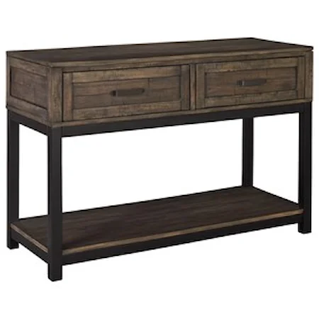 Rustic 2-Drawer Sofa Table