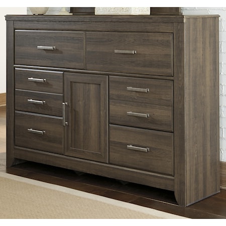 6-Drawer Dresser with 1 Door & Adjustable Shelf