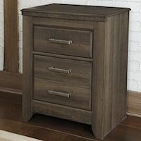 2-Drawer Nightstand with Pewter Accent Hardware
