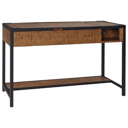 Distressed Pine & Steel Home Office Lift Top Desk/Standing Desk