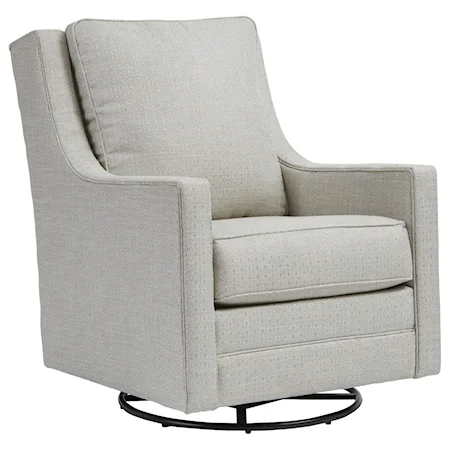 Swivel Glider Accent Chair with Reversible Seat and Back Cushions