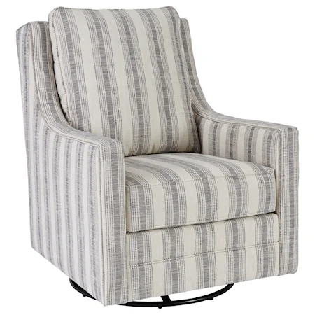 Swivel Glider Accent Chair with Reversible Seat and Back Cushions