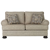 Loveseat with Rolled Arms and Bun Feet