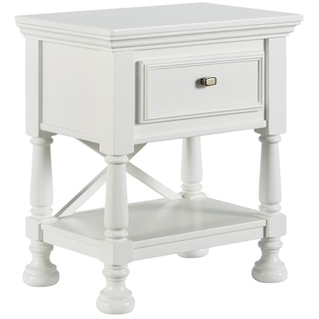 One Drawer Night Stand with Shelf & X-Back