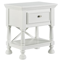 One Drawer Night Stand with Shelf & X-Back