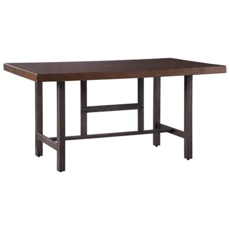 Distressed Pine Wood/Metal Rectangular Dining Room Table