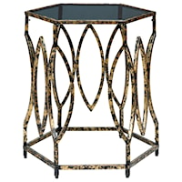 Contemporary Accent Table with Black Glass Top