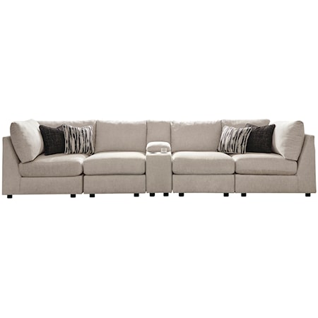 Contemporary 5-Piece Sectional with Storage Console