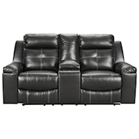 Contemporary Reclining High Back Loveseat with Storage Console