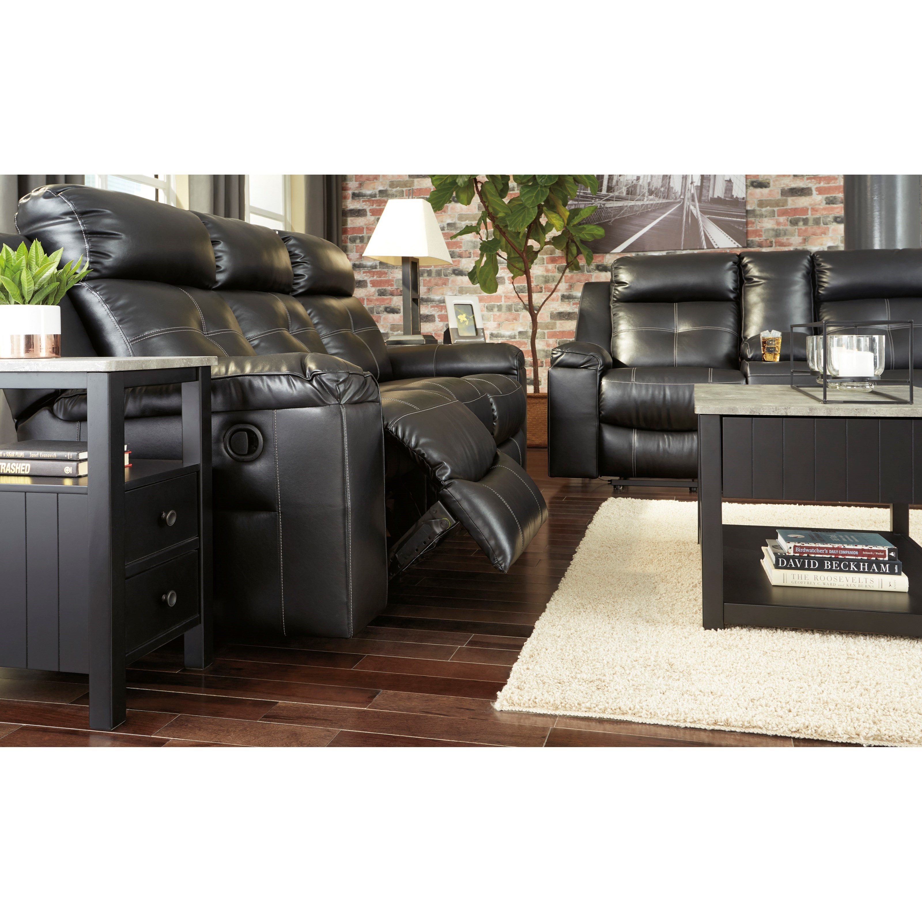Signature design by ashley kempten reclining loveseat with console sale