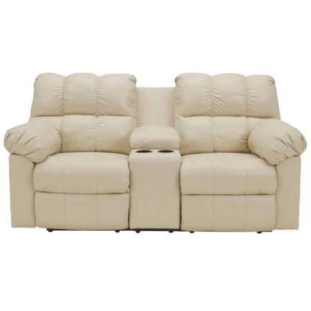 Double Reclining Love Seat with Middle Arm Lift Top Console