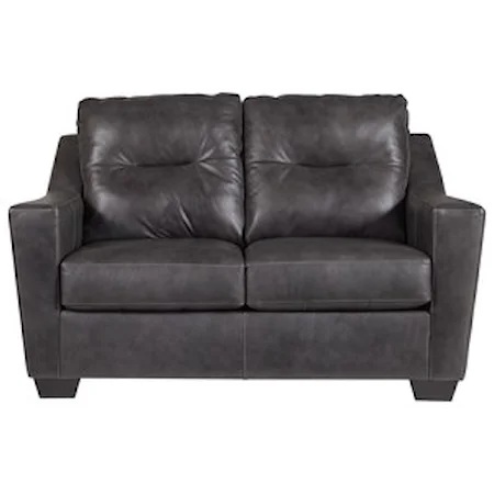 Leather Match Contemporary Loveseat