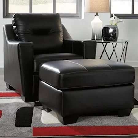 Leather Match Contemporary Chair & Ottoman