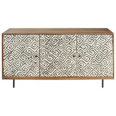 Accent Cabinet with Greek Key Design Doors