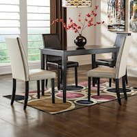 5-Piece Rectangular Table Set with Brown Chairs & Ivory Chairs
