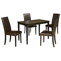 5-Piece Rectangular Table Set with Brown Chairs