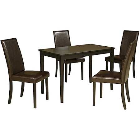 5-Piece Rectangular Table Set with Brown Chairs