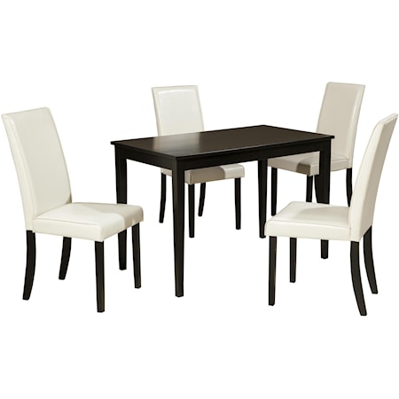 5-Piece Rectangular Table Set with Ivory Chairs