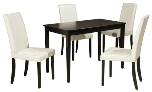 5-Piece Rectangular Table Set with Ivory Chairs