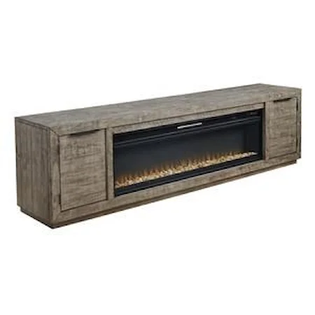 92" Large TV Console with Electric Fireplace Insert