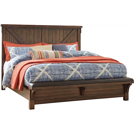 Queen Panel Bed with Footboard Bench