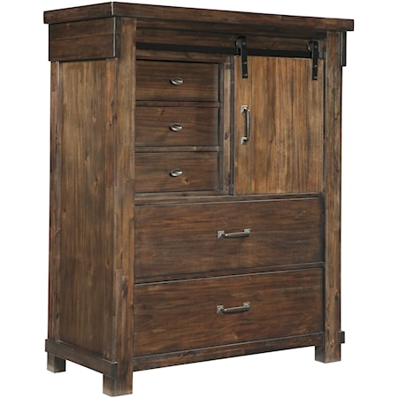 Five Drawer Chest with Barn Door
