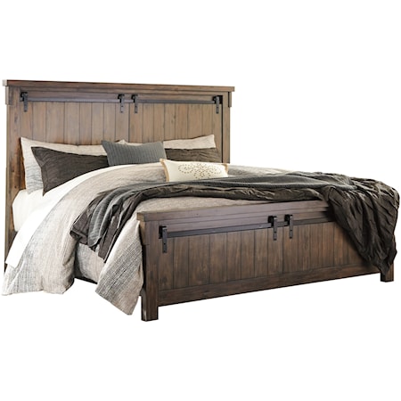 Queen Panel Bed with Barn Door Style Hardware