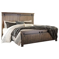California King Panel Bed with Barn Door Style Hardware