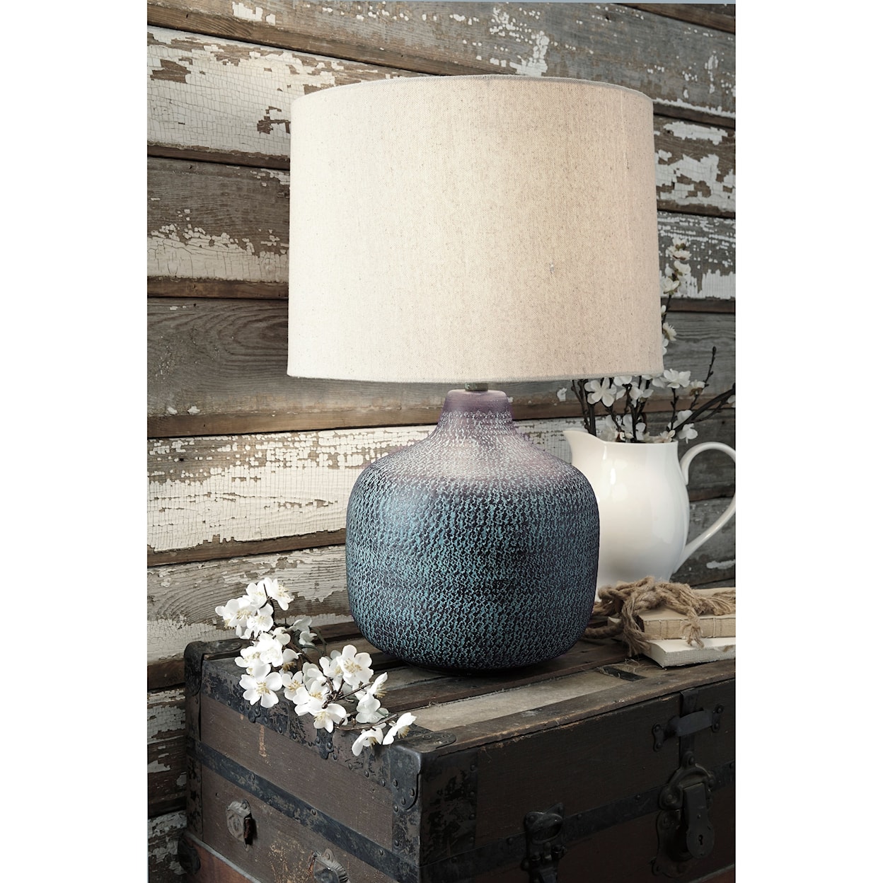 Signature Design Lamps - Casual Malthace Patina Metal Table Lamp
