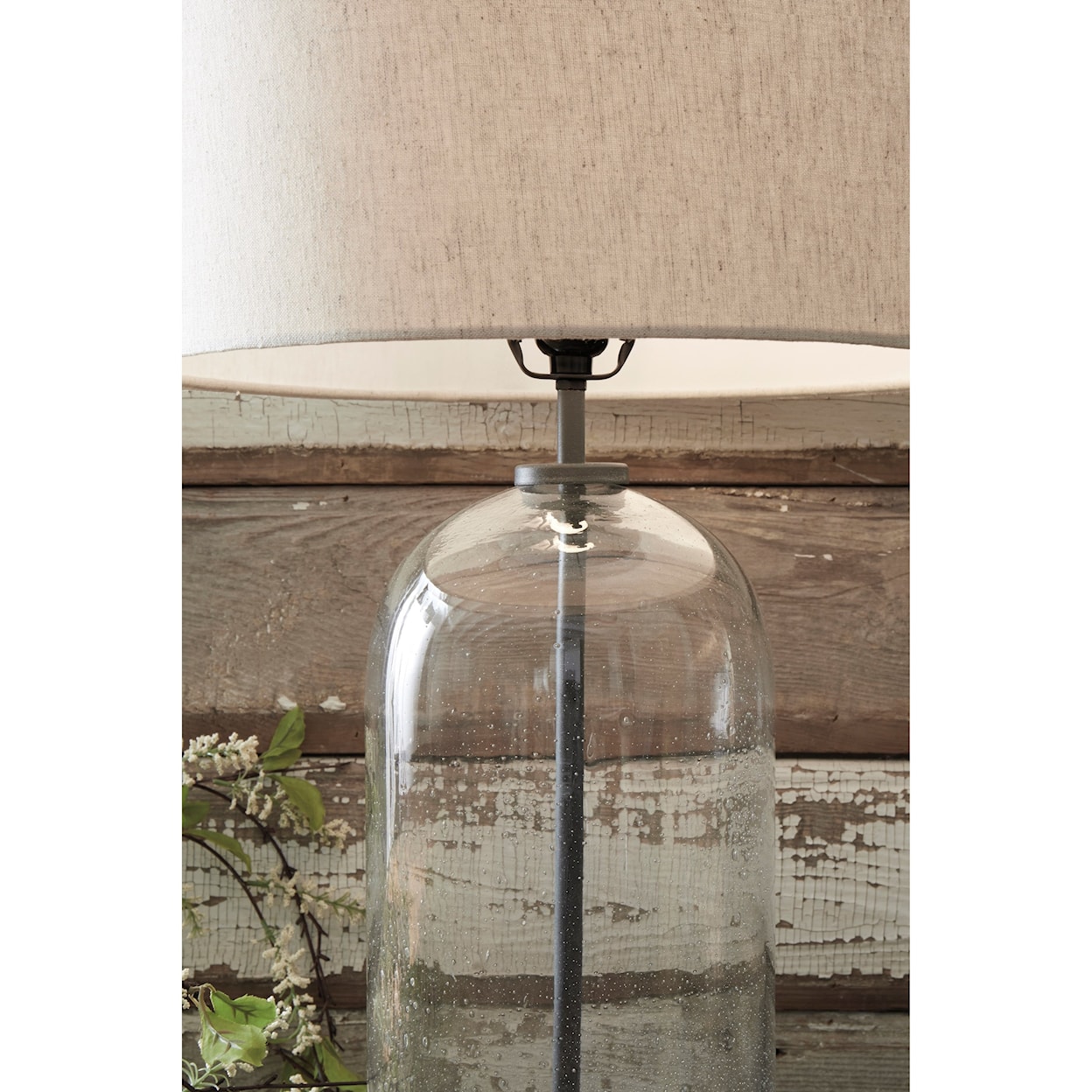 Signature Design by Ashley Lamps - Casual Manelin Clear/Gray Glass Table Lamp