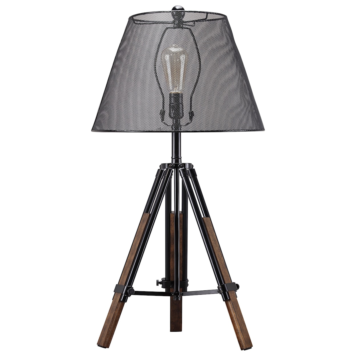 Signature Design by Ashley Lamps - Contemporary Leolyn Black/Brown Metal Table Lamp