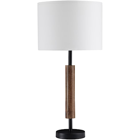 Set of 2 Maliny Black/Brown Wood Table Lamps
