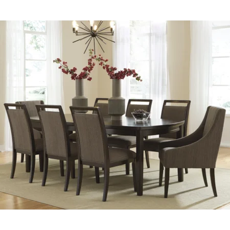 9-Piece Table Set with Boat Shape Table