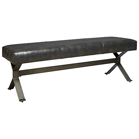Accent Bench with Faux Leather Seat and Metal Legs