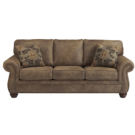 Traditional Queen Sleeper Sofa with Rolled Armrests & Nail-Head Trim