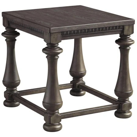 Traditional Rectangular End Table with Turned Legs