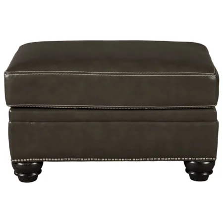 Traditional Ottoman with Nailhead Trim