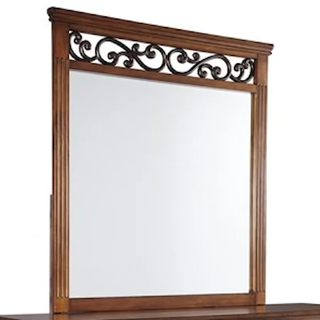 Transtional Bedroom Mirror with Scroll Detail