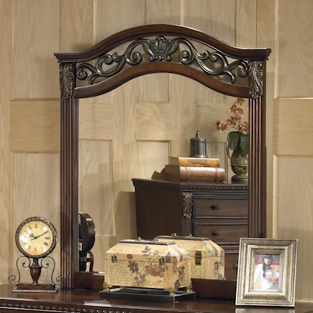 Traditional Beveled Bedroom Mirror with Ornate Frame