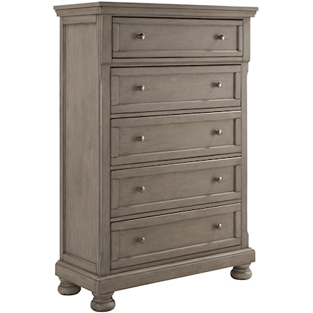 Casual 5-Drawer Chest with Bun Feet
