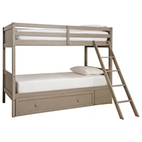 Twin/Twin Bunk Bed w/ Ladder & Under Bed Storage