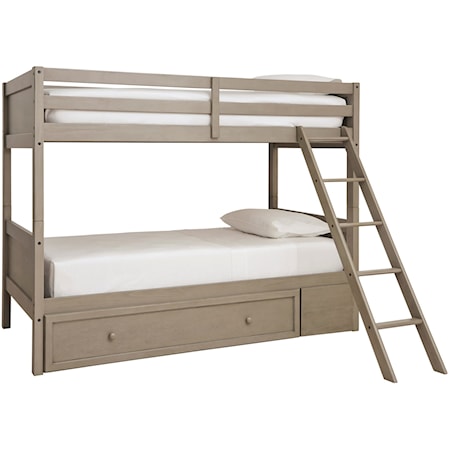 Twin/Twin Bunk Bed w/ Ladder & Under Bed Storage