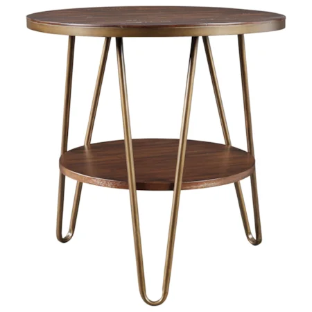 Contemporary Round End Table with Hairpin Legs