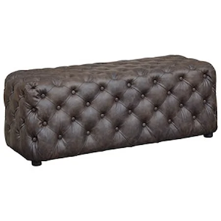 Brown Faux Leather Rectangular Tufted Accent Ottoman