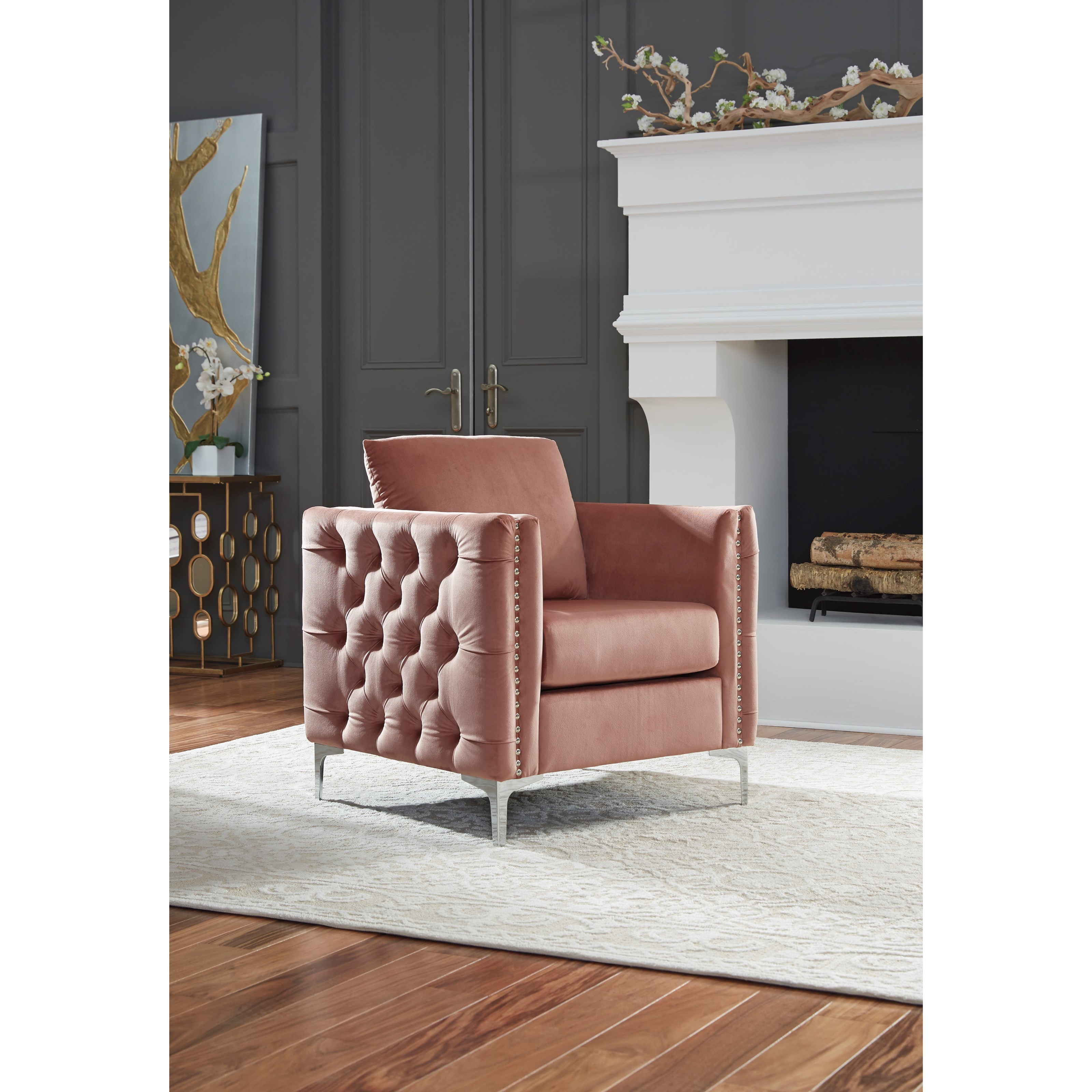 Blush pink deals accent chair