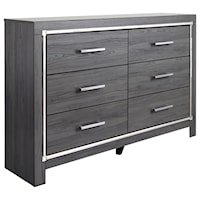 Glam 6 Drawer Dresser with Metal Accenting