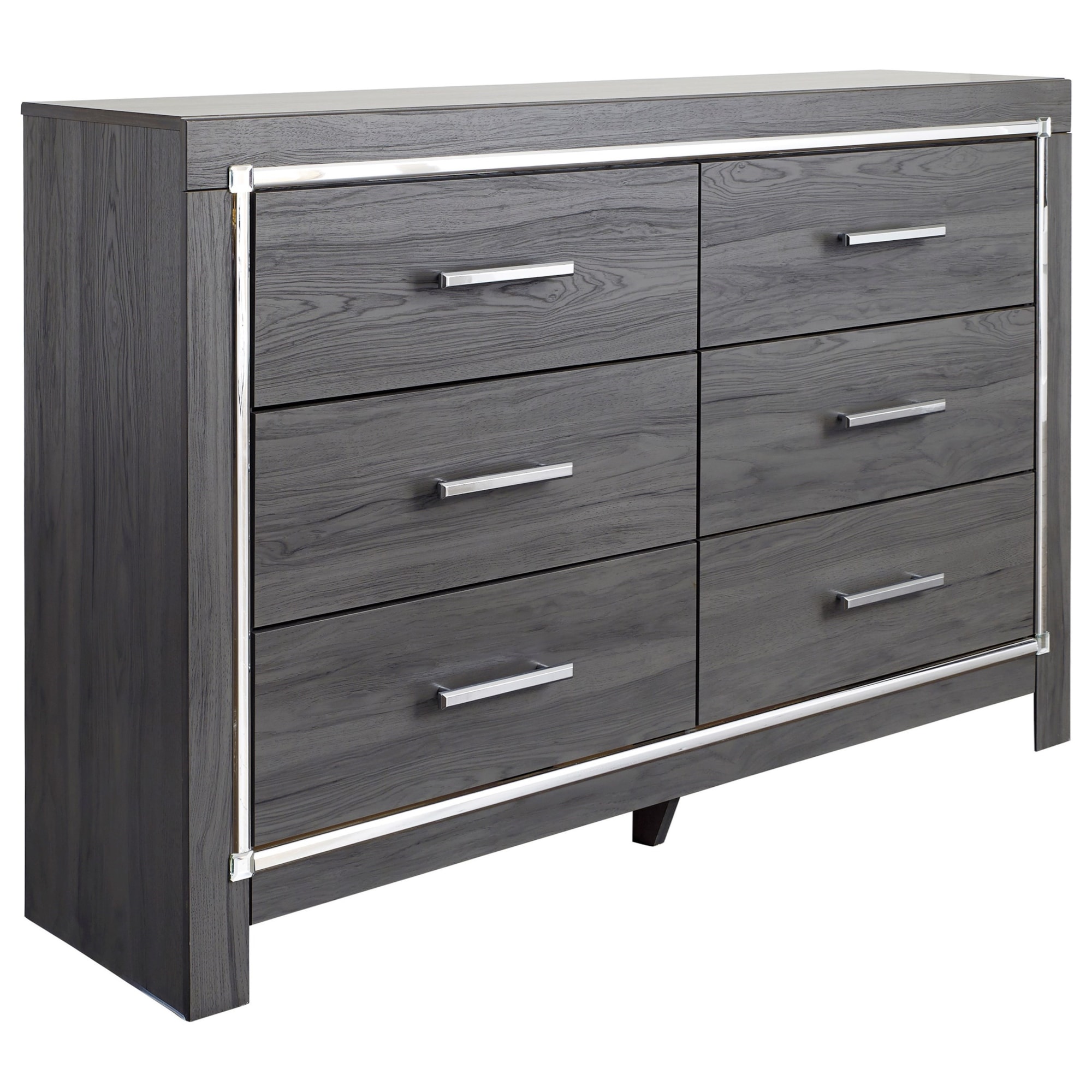 StyleLine Caleb B21431 Glam 6 Drawer Dresser with Metal Accenting